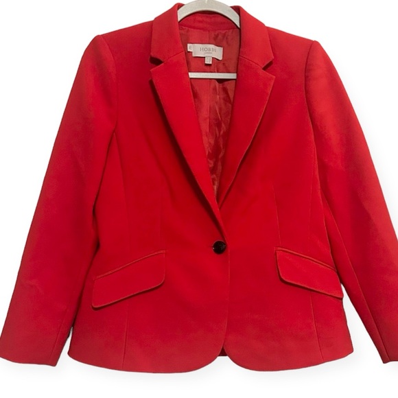 HOBBS London Suki One Button Blazer in Flame Red - Picture 6 of 13